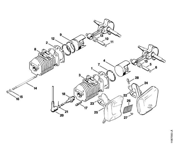 Motosierras de gasolina (MS) 041 AVQ Cilindro, Silenciador de la marca Stihl