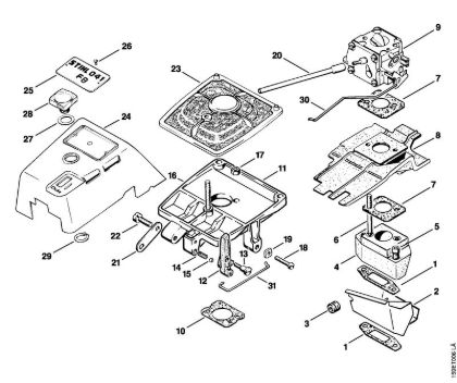 Motosierras de gasolina (MS) 041 FB Carcasa del filtro, Tapa del filtro de la marca Stihl