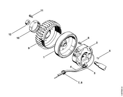 Motosierras de gasolina (MS) 041 G Sistema de encendido, Rueda de ventilación de la marca Stihl