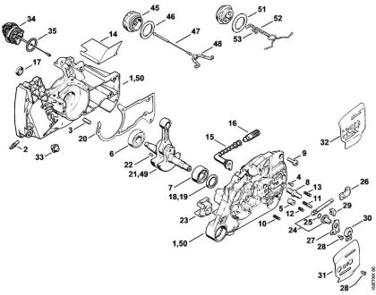 Motosierras de gasolina (MS) 044 Cárter del cigüeóal, Cigüeóal de la marca Stihl