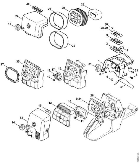Motosierras de gasolina (MS) 044 W Cubierta, Filtro de aire de la marca Stihl