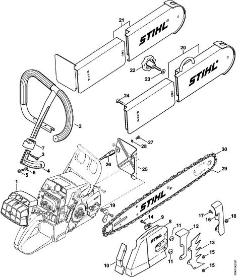 Motosierras de gasolina (MS) 044 W Juego reequip. motosierra para salvamiento (27.2000), (31.2005) de la marca Stihl