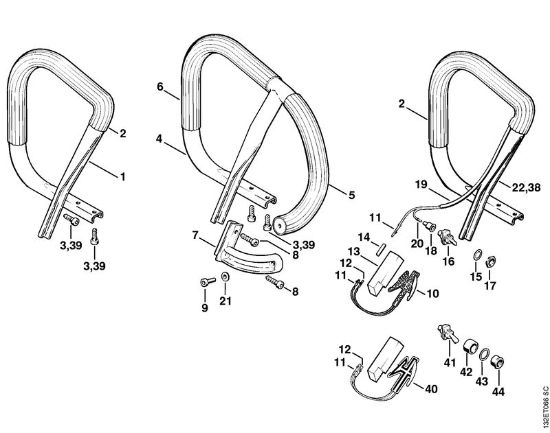 Motosierras de gasolina (MS) 044 W Manillar tubular, Lámina de calefacción de la marca Stihl
