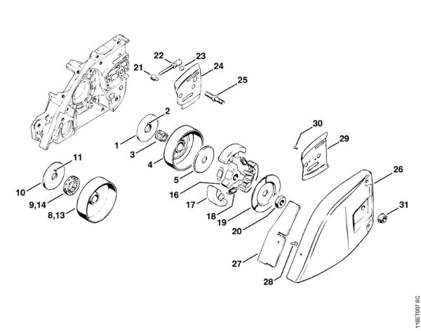 Motosierras de gasolina (MS) 045 AVEQ pióón de cadena, Embrague de la marca Stihl