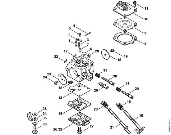 Motosierras de gasolina (MS) 046 Magnum BR Carburador HD-8, HD-9 de la marca Stihl