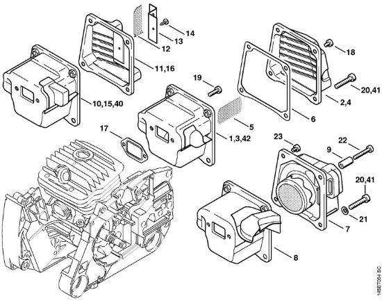 Motosierras de gasolina (MS) 046 Magnum BR Silenciador de la marca Stihl