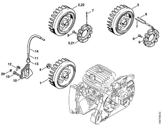 Motosierras de gasolina (MS) 046 Magnum BR Sistema de encendido de la marca Stihl