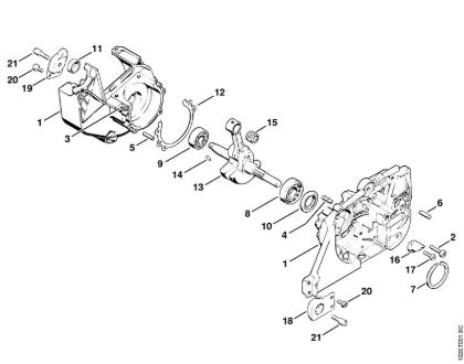 Motosierras de gasolina (MS) 048 AV Cárter del cigüeóal, Cigüeóal de la marca Stihl