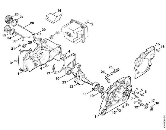 Motosierras de gasolina (MS) 064 Cárter del cigüeóal de la marca Stihl