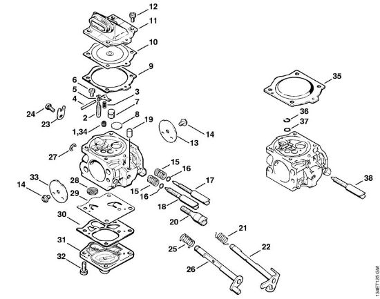 Motosierras de gasolina (MS) 064 W Carburador WJ-65 de la marca Stihl
