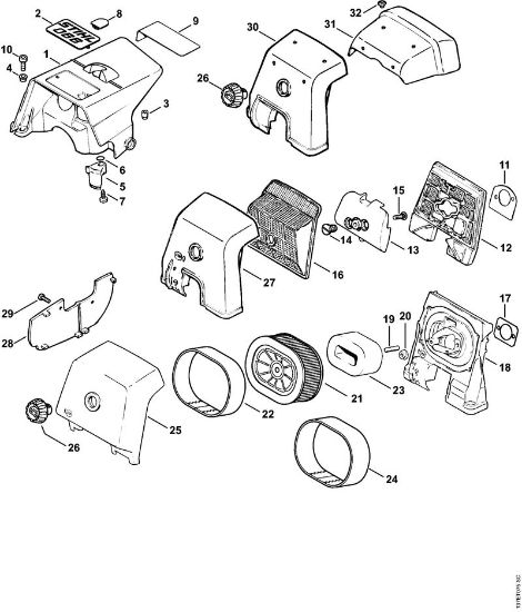 Motosierras de gasolina (MS) 066 Cubierta, Filtro de aire   X 39 176 185 (01.98) de la marca Stihl