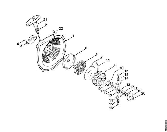 Motosierras de gasolina (MS) 070 Mecanismo de arranque zapata de fricción   X 8 953 330 (36.81) de la marca Stihl