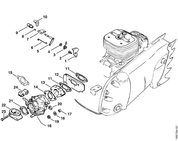 Motosierras de gasolina (MS) 070 Regulador del numero de revulciones, Carburador de la marca Stihl