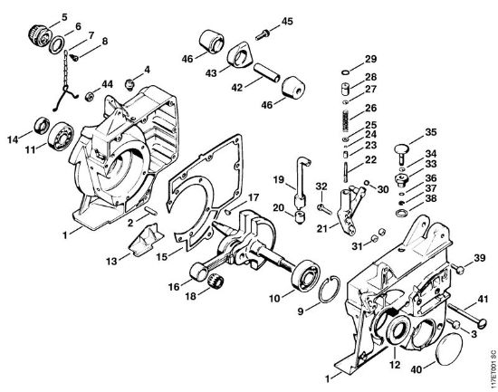 Motosierras de gasolina (MS) 075 AVEQ Cárter del cigüeóal, Cigüeóal de la marca Stihl