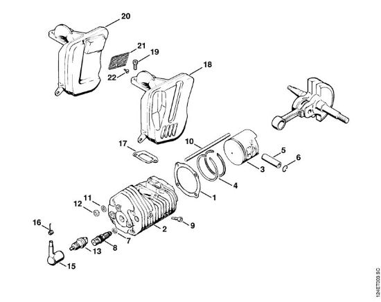 Motosierras de gasolina (MS) 075 AVEQ Cilindro, Silenciador de la marca Stihl