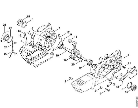 Motosierras de gasolina (MS) 08 SE Cárter del cigüeóal de la marca Stihl