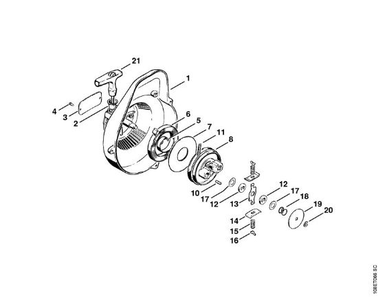 Motosierras de gasolina (MS) 08 SE Mecanismo de arranque   X 8 959 330 (37.81) de la marca Stihl