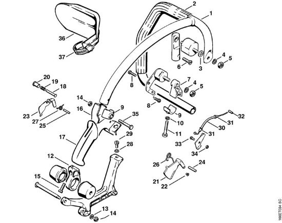 Motosierras de gasolina (MS) 090 AV Empuóadura AV   X 13 281 004 (35.84) de la marca Stihl
