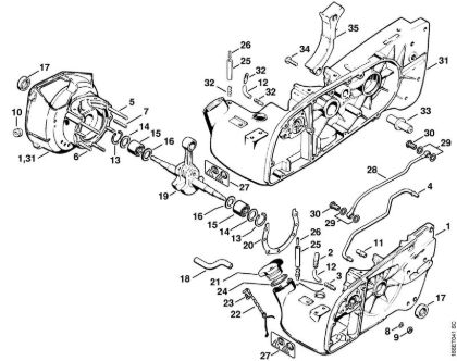 Motosierras de gasolina (MS) 090 G Cárter del cigüeóal de la marca Stihl