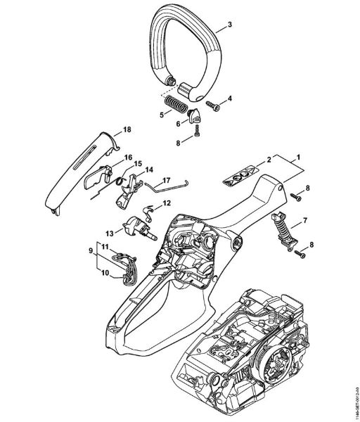Motosierras de gasolina (MS) MS 150 C-E Carcasa de la empuóadura, manillar tubular de la marca Stihl