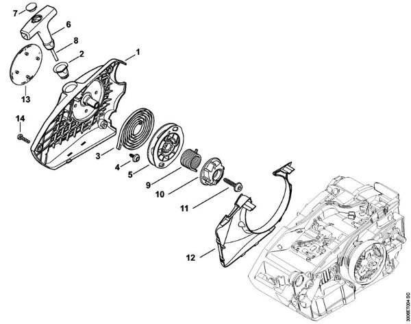 Motosierras de gasolina (MS) MS 150 TC-E Mecanismo de arranque de la marca Stihl