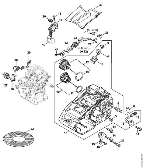 Motosierras de gasolina (MS) MS 151 C-E Carcasa del motor de la marca Stihl