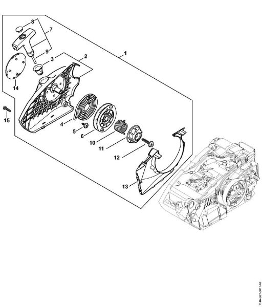 Motosierras de gasolina (MS) MS 151 C-E Mecanismo de arranque de la marca Stihl
