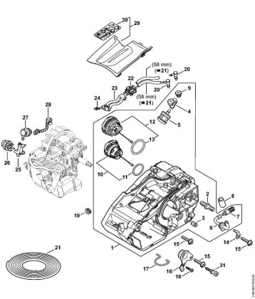 Motosierras de gasolina (MS) MS 151 TC-E Carcasa del motor de la marca Stihl