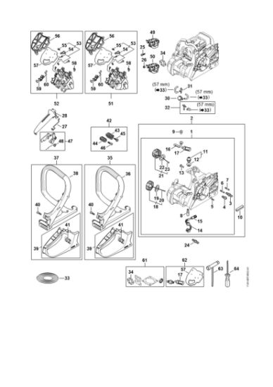 Imagen de Carcasa del motor, Filtro de aire, Systema AV, Manillar tubular MS 162 C-BE