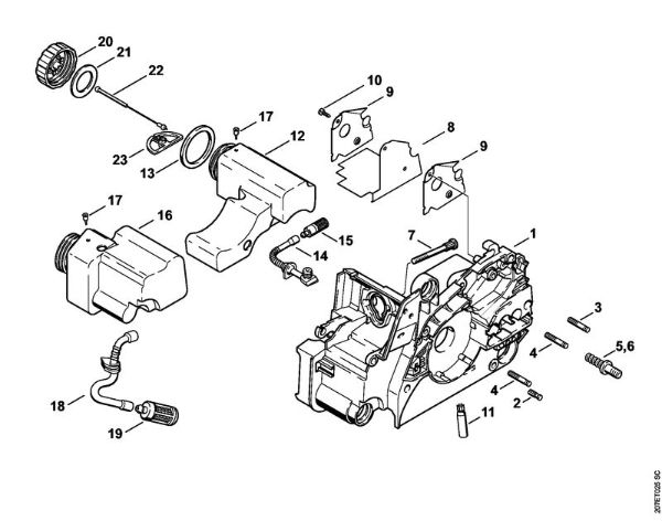 Motosierras de gasolina (MS) MS 170 2-MIX Carcasa del motor de la marca Stihl