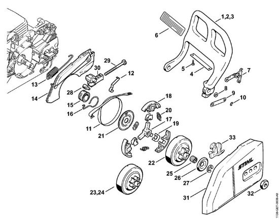 Motosierras de gasolina (MS) MS 170-D Protector, Freno de cadena de la marca Stihl