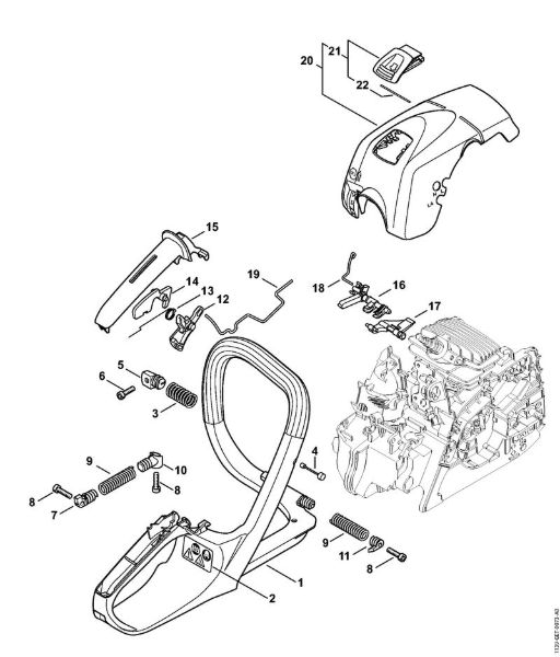 Motosierras de gasolina (MS) MS 171 Bastidor del manillar, Cubierta de la marca Stihl