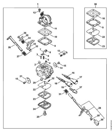 Motosierras de gasolina (MS) MS 171 Carburador C1Q-S123 de la marca Stihl