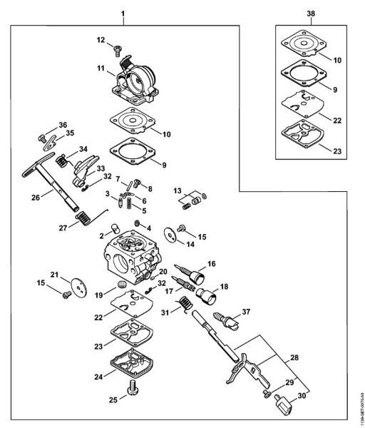 Motosierras de gasolina (MS) MS 171 Carburador C1Q-S217 de la marca Stihl
