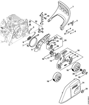 Motosierras de gasolina (MS) MS 171 Protector, Freno de cadena de la marca Stihl