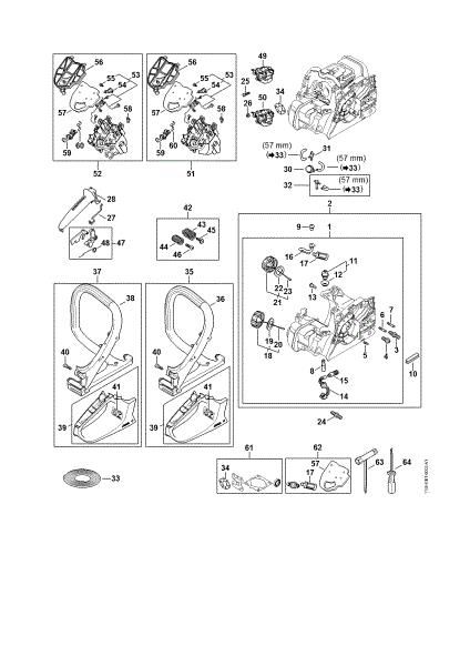Imagen de Carcasa del motor, Filtro de aire, Systema AV, Manillar tubular MS 172 C-BE