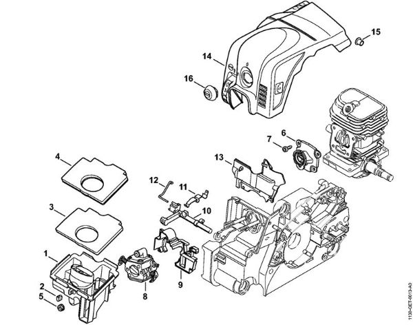 Motosierras de gasolina (MS) MS 180 2-MIX Filtro de aire, cubierta 2-MIX de la marca Stihl