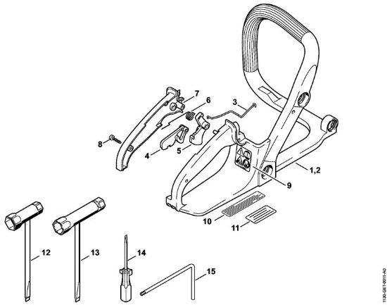 Motosierras de gasolina (MS) MS 180 C-B D Bastidor del manillar, Herramientas de la marca Stihl