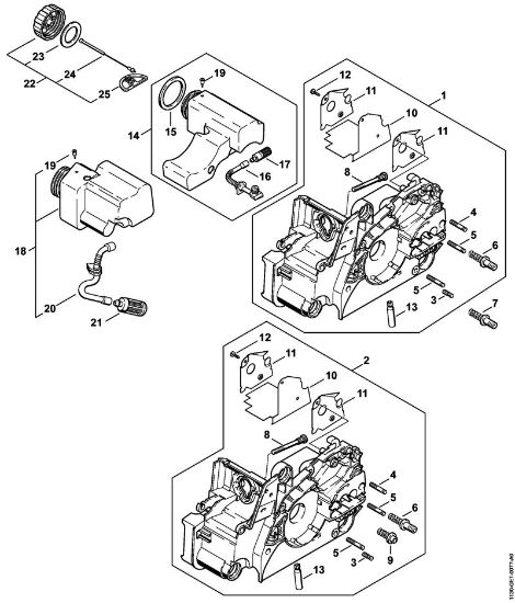 Motosierras de gasolina (MS) MS 180 C-B D Carcasa del motor de la marca Stihl