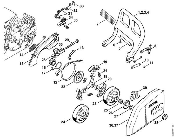 Motosierras de gasolina (MS) MS 180 C-BE Protector, Freno de cadena de la marca Stihl