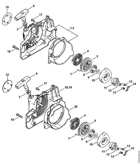 Motosierras de gasolina (MS) MS 180 C-BE 2-MIX Mecanismo de arranque ErgoStart de la marca Stihl