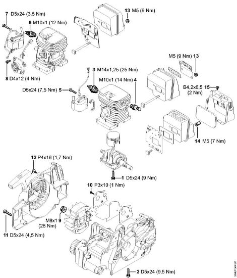 Motosierras de gasolina (MS) MS 180 C-BE 2-MIX Pares de apriete de la marca Stihl