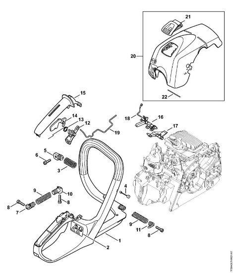 Motosierras de gasolina (MS) MS 181 Bastidor del manillar, Cubierta MS 181 de la marca Stihl