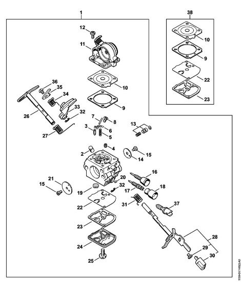 Motosierras de gasolina (MS) MS 181 Carburador C1Q-S191 MS 181 (27.2013), (02.2011) de la marca Stihl