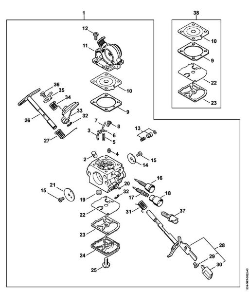 Motosierras de gasolina (MS) MS 181 Carburador C1Q-S191 MS 181 (27.2013), (02.2011) de la marca Stihl