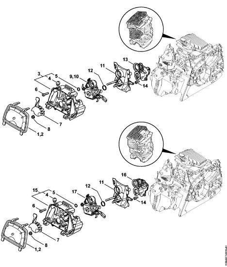 Motosierras de gasolina (MS) MS 181 Filtro de aire, codo MS 181 de la marca Stihl