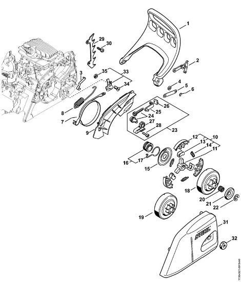 Motosierras de gasolina (MS) MS 181 Protector, Freno de cadena MS 181 de la marca Stihl