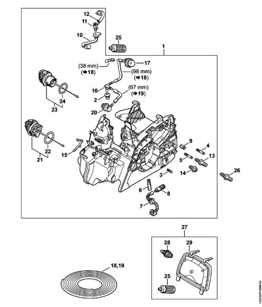 Motosierras de gasolina (MS) MS 181 C-BE Carcasa del motor ErgoStart de la marca Stihl