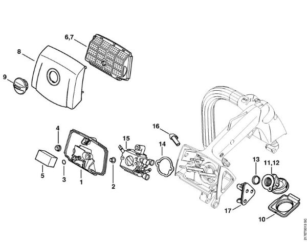 Motosierras de gasolina (MS) MS 192 T Filtro de aire de la marca Stihl