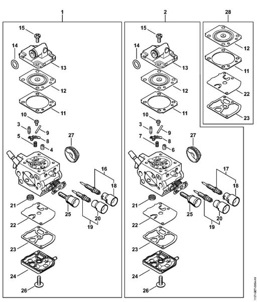 Motosierras de gasolina (MS) MS 193 C-E Carburador 1137/13, 1137/17 de la marca Stihl